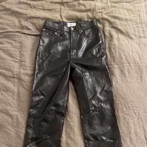 Agolde Black Leather 90s pinch waist size 26